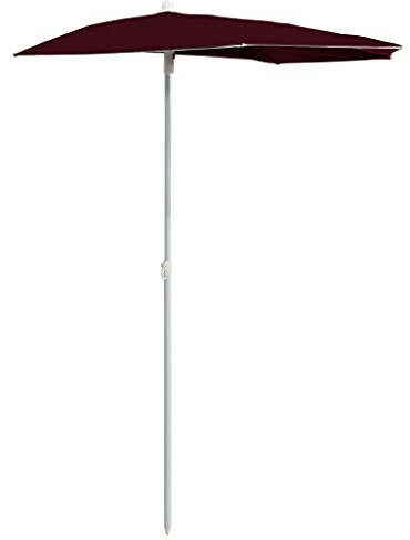 vidaXL Sonnenschirm Halbrund mit Mast Balkonschirm Terrassenschirm Gartenschirm Marktschirm Ampelschirm Strandschirm 180x90cm Bordeauxrot