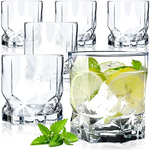 KADAX Bicchieri da Whisky in Vetro, Bicchieri Trasparenti con Profilo Basso Ideali per Negroni, Acqua Tonica e Succhi, Tumbler Moderni (Set di 6, 325 ml)
