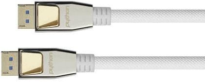 Python PREMIUM DisplayPort 2.0 Kabel - 3 m - 54 Gbit/s, UHBR 13.5-4K @240Hz / 8K @60Hz - KUPFERLEITER - NYLONGEFLECHT - weiß