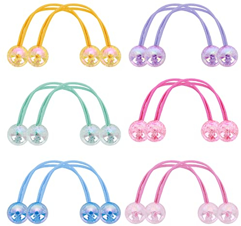 12 Stück Acrylkugel kinder haargummi Doppelbälle Elastische Pferdeschwanz Mit Acrylkugel Und Schmetterlingen Kugel Haargummis Bällen Süße Mädchen HaargummisKreis Bunte Perlen Haarbänder Gummibänder