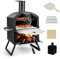 COSTWAY Four à Pizza Extérieur à 2 Couches Étagère du Milieu Amovible Four à Pizza Portable en Acier avec Pierre à Pizza,Grille, Pelle, Housse Etanche Cheminée, pour Fête Pique-Nique
