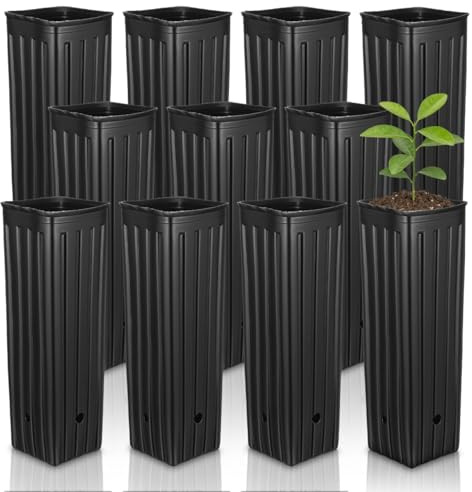 Yardwe Baumsetzlings-Töpfe 30 Stück Wiederverwendbare Baumtöpfe Für Tiefe Baumschulen Hohe Pflanztöpfe Für Setzlinge Mit Drainagelöchern 10 X 30 cm