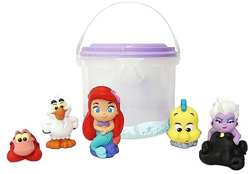 Disney Store Official Ensemble de Jouets pour Le Bain La Petite Sirène, 5 pièces Comprenant Ariel, Ursula, Polochon, Sébastien et Eurêka, Seau à Couvercle tamisé, Bain ou Piscine, à partir de 6 Mois