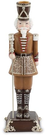 MAQA Porta candele in poliresina schiaccianoci natale 31.5 cm, Soldatino pan di zenzero, segnaposto schiaccianoci con portacandele