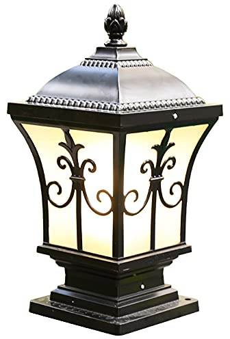 Chao Zan Klassisch Pfostenlichter Außen Gartenleuchte, E27-Fassung, Pollerleuchte Antikem Look Outdoor Wasserdicht,ohne Leuchtmittel (Klein)