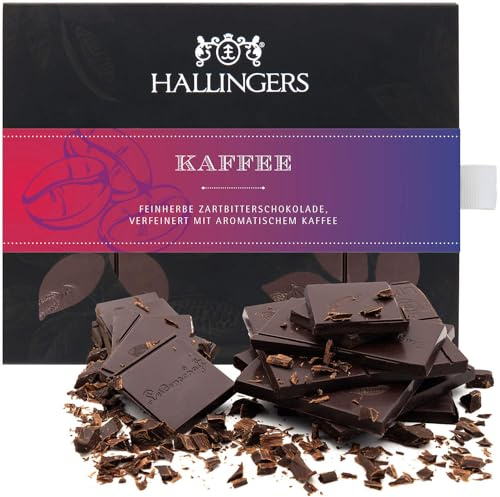 Hallingers Genuss Manufaktur Vegane Schokolade Geschenk - Tafel aus handgeschöpftem Edelkakao ohne Alkohol edler Karton Kaffee Kaffee, Geschenkidee für Frauen Männer
