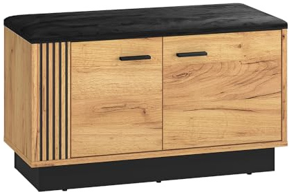 Flur Diele Garderobe Schuhbank Bank Schuhschrank 80cm, in Gold Craft Eiche