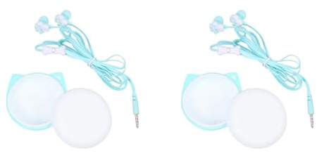 jojofuny Écouteurs Filaire Enfant Forme Chat avec Boîte De Rangement Dessin Animé 3.5 Mm Casque Mignon Cadeau Anniversaire Noël Filles Garçons 2 Pièces