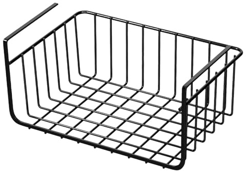 Sharplace Panier de Rangement Suspendu sous étagère, Panier en Fil métallique, Panier Coulissant Polyvalent Suspendu pour Placard de Chambre à Coucher, Noir 26x22cm