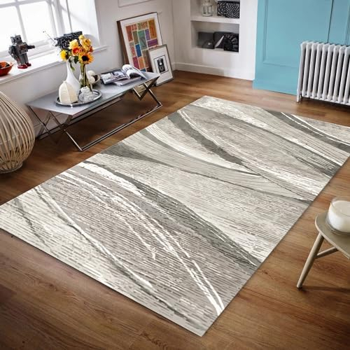 Teppich Teppich Balkon,Waschbarer Rutschfester grau-schwarzer Designteppich,deko Boden vorleger Teppich Eingang 180x250cm