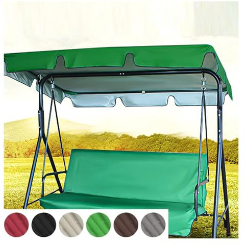 TYBEITAO 600D Hochwertiges,Silberbeschichtetes Oxford-Gewebe Hollywoodschaukel Dachbezug für Terrasse,Rasengarten,Party Hollywoodschaukel Ersatzteile,Green-190 * 132 * 15cm