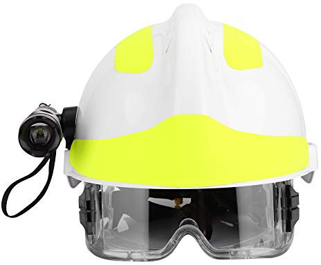 Casco di Sicurezza, Caschi di Sicurezza per Salvataggio di Emergenza Anti-Impatto Vigile del Fuoco Elmetto Protettivo Casco di Salvataggio con Lampada Frontale e Occhiali di