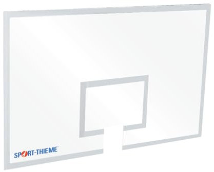 Sport-Thieme Basketball-Zielbrett aus Sicherheitsglas | mit Splitterschutzfolie und Korbaussparung | 180 cm | Transparent | DIN 7899 Bohrungen | Wettkampfqualität