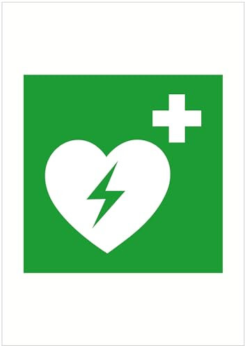 Indigos UG - Schild Defibrillator - 297x420 - Hotel, Firma, Schutz, KITA, Arzt, Praxis - Sicherheit - Warnung - Aluverbundplatte 3mm, Wohnung - Hinweisschild - Warnschild