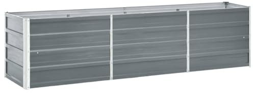 Myheimly Garten-Hochbeet Verzinkter Stahl Gartenbeet Pflanzbeet Frühbeet 240×40×45 cm Grau