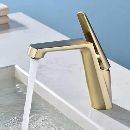 badarmatur aus gebürstetem Gold, schwarzer Bad-waschtischarmatur, kaltes und heißes Messing, waschbeckenmischer, waschbeckenarmatur, deckmontage-Wasserhahn