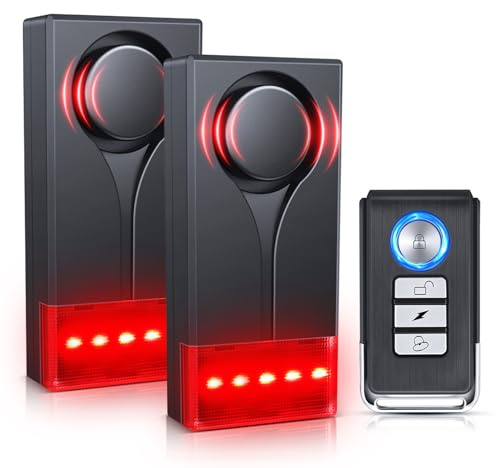 Alarme de vibration antivol pour voiture, ELECTOP 108 dB - Vibration sonore et lumineuse - Alarme de voiture à distance sans fil - Lumière de sécurité intérieure avec 2 alarmes