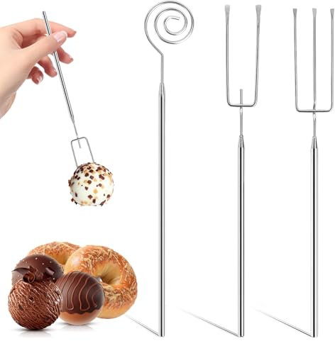 3 Stück Schokolade Pralinengabel, Schokoladen-Tauchgabel Set, DIY Schokolade Gabel, Edelstahl Pralinenbesteck Pralinengabel Tauchgabel Set Edelstahl Schokolade Pralinen Besteck Candy Fondue Gabel