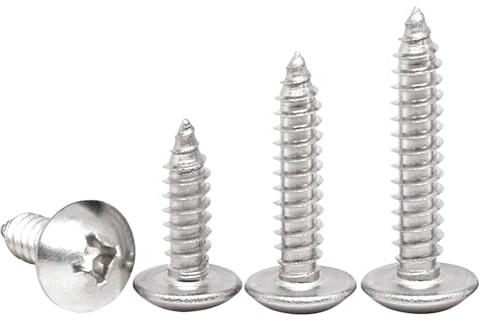 BACSHBY 20 Stück M5x45mm Selbstschneidende Holzschrauben Edelstahl Schrauben Kreuzschlitz Rundkopf Blechschrauben Silber Möbel Maschinenschrauben