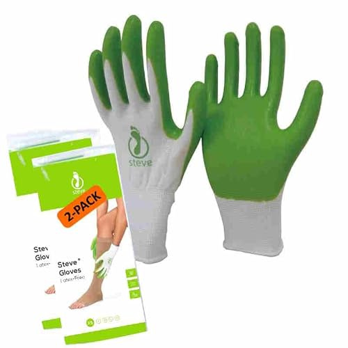 STEVE Gloves Latex Free [2-PACK] - spezielle Griffhandschuhe zum Anziehen von Kompressionsstrümpfen - in 5 Größen erhältlich | Sparpaket! (2, L)
