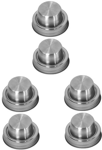 GLEAVI 3sets 2pcs Stainless Steel Cocktail Shaker Lids for Mason Jars Spice Dispenser Flour Sifter Tops Practical Kitchen Accessories for Smooth Mixing and Easy Pouring 2pcs*3