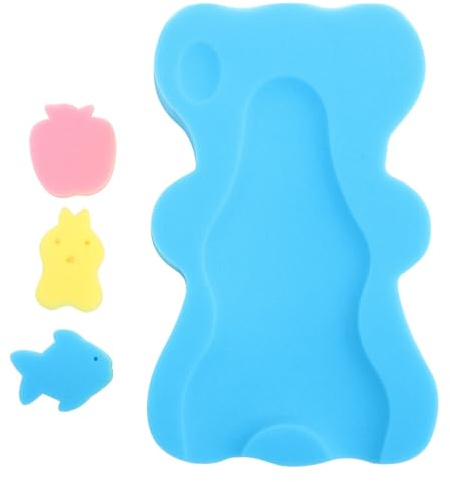 Tappetino da Bagno in Spugna a Orsetto per Ragazzo Ragazza Blu | Sostegno per Testa, Collo e Schiena, Bordi Ammortizzati, Superficie Antiscivolo per Bagno e Doccia Colore Casuale