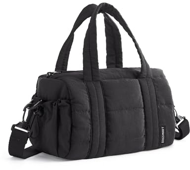 bagsmart Mini 5L Puffer Damen Umhängetasche crossbody bag damen Sporttasche, gesteppte Sporttasche für Wochenende/Schwimmen, Schwarz