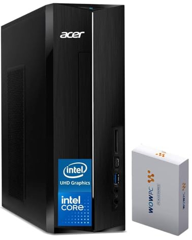 acer Ordinateur de bureau Aspire 2025, 16 Go de RAM, SSD PCIe de 512 Go avec disque dur portable de 500 Go, processeur Intel, design ultra silencieux, lecteur de carte SD, double moniteur 4K, USB-C