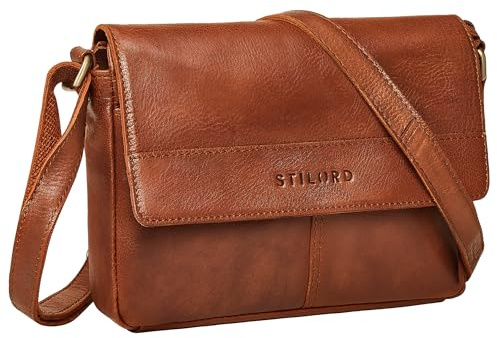 STILORD Miley Elegante Kleine Umhängetasche Damen Leder Handtasche Cognac Ledertasche Klein Echtleder Damenhandtasche Crossbody Bag Schultertasche mit Reißverschluss