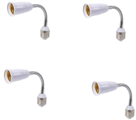 Uikdjgu 4X Adattatore Convertitori per Portalampada A Luce LED Adattatore Flessibile da E27 A E27 20 cm Lunghezza Flessibile Estendere Prolunga Tipo Base Prolunga