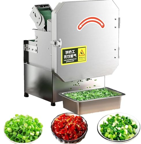 ZenSeFarin Coupe-légumes Électrique, Hachoir Alimentaire Professionnel, Réglage De L'épaisseur De 1,3 À 35 Mm, Rendement Maximal De 150-300 Kg/Heure, pour Oignons, Coriandre, Poireaux