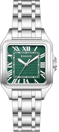 KNISKRED Classic Square Watch for Men Vintage Roman Numeral | Water Resistant | Solid Stainless Steel Band | Japanese Precise Movement | 2 Year Battery Life | Casual & Business Use