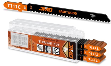 JMD 30 x T111C Holz Stichsägeblätter Set 100mm 8TPI Sägeblätter Stichsäge für Holz und Kunststoffschnitt