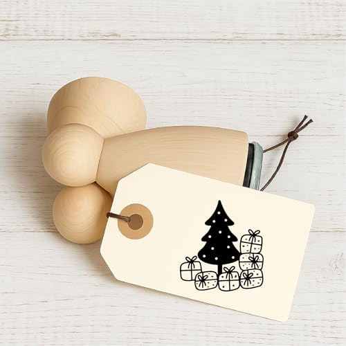Stempidoo - Maxi Mini - Motivstempel - Tannenbaum mit Geschenke - Weihnachten - Stempel Geschenk - DIY Stempel zum Basteln von Karten, Papier, Stoffen