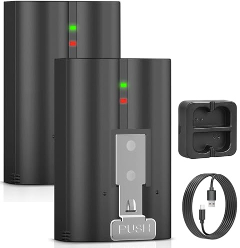 TEMZICK 2-Pack 6040mAh Replacement Battery with Charger Station for Ring-Doorbell Camera 2/3/3 Plus/4, Spotlight and Stick Up Cam, Rechargeable Upgraded Lithium Li-ion Batteries 3.65V