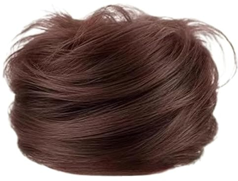 Chignon Postiche Élastique ZHAOYCSH - Chignons Synthétique Naturel pour Cheveux Fins - Accessoire Capillaire Bouclé pour Mariage, Soirée et Quotidien - Brun Foncé - Postiche Chouchou Femme Fille
