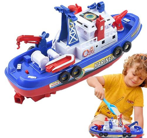 Lunaobrik Jouet Aquatique Pompier électrique ABS de 23 x 11 x 8 cm, Fonctionne avec Piles avec pulvérisateur Automatique, lumières et Musique, pour Baignoire, Piscine, Plage, Jeux pour