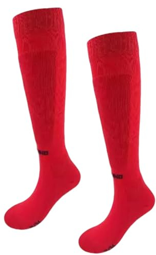 WANGCEPLSD Sportsocken, Schützende Fechtsocken, Baumwoll Schutzstrümpfe für Fechter, Schutzausrüstung, Unisex, für Degen, Säbel und Florett(Red,S)