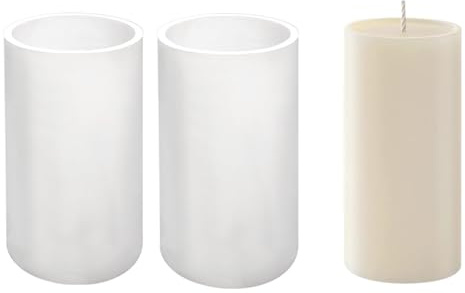 Große Kerzenform Set, 2 Stück Zylinder Silikonformen für DIY Kerzenherstellung und Kunstharz, 10 x 6 cm, Weiß, Mehrzweck Gießformen für Heimdekoration