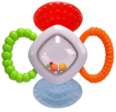 Simba ABC Hochet d'aide à la dentition – Hochet avec poignées texturées, sans PVC, 12 cm, pour bébé à partir de 3 mois