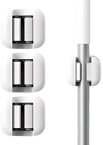 Canvas Trend 3 Pcs Broom Holder Wall Mounted, Self Adhesive Brush and Mop Holder, Heavy Duty Tidy Wall Mounted Storage Save space, for Bathroom,Office,Kitchen,Garage,Garden Tool Tidy Storage
