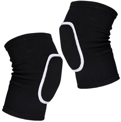 KOMBIUDA Thickened Knee Pads for Volleyball Dance, Breathable Black knee with White Trim, Warm Protective Pads for Sports, Yoga, Skating – One Pair, One Size