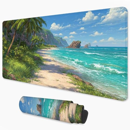 Alfombrilla Ratón Océano Mouse Pad 500x250 mm, Grande Alfombrilla Gaming Paisaje con Superficie Especial Que Mejora la Velocidad y la precisión, Mousepad Impermeable para Gamers, PC y Portátil 3Y-1106