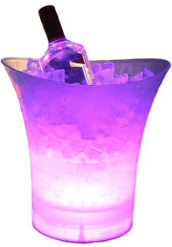 Hipzeepo LED Ice Bucket, Illuminated Champagne Bucket, LED Ice Bucket for Bar, Champagne Crate, Beer Waterproof Plastic Pink