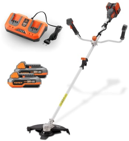 FUXTEC FX-E2MSCSET Débroussailleuse sans Fil 2x20V 2 en 1 • Débroussailleuse et Coupe-Bordures • 2 Batteries 2Ah + Double Chargeur • Lame 3 Dents • Largeur de Coupe 35 cm • 450 W