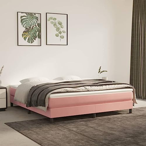 Nusvialune fickfjädermadrass rosa 180 x 200 x 20 cm med sammetsöverdrag medelhårt stöd för rygg och hals, komfort och tryckavlastning, andas, vändbar