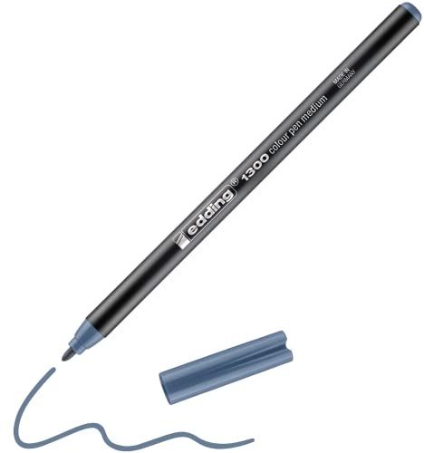 edding 1300 Fasermaler medium - blaugrau - 1 Stift - Rundspitze 2 mm - Filzstift zum Zeichnen und Schreiben - Filzstift für Schule, Mandala, Bullet Journal