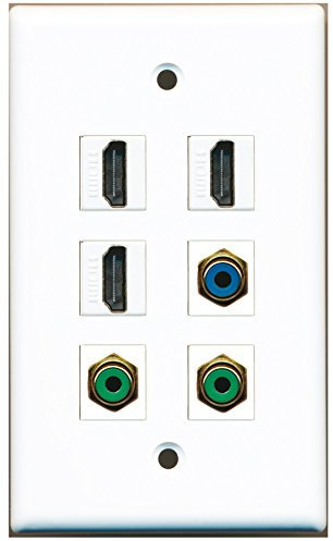 RiteAV – 3 HDMI 2 puerto RCA verde 1 Puerto RCA azul placa de pared