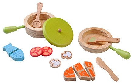 EverEarth Pot and Pan Set EE33718 Kökstillbehör i trä för barn från 36 månader och uppåt