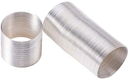 PH PandaHall 100 Cerchi Filo di Memoria in Acciaio Filo Armonico per Bracciali, 0.6mm Argento Cavetto Acciaio per Bigiotteria per Creazione di Gioielli Collane Bracciali Anelli Orecchini